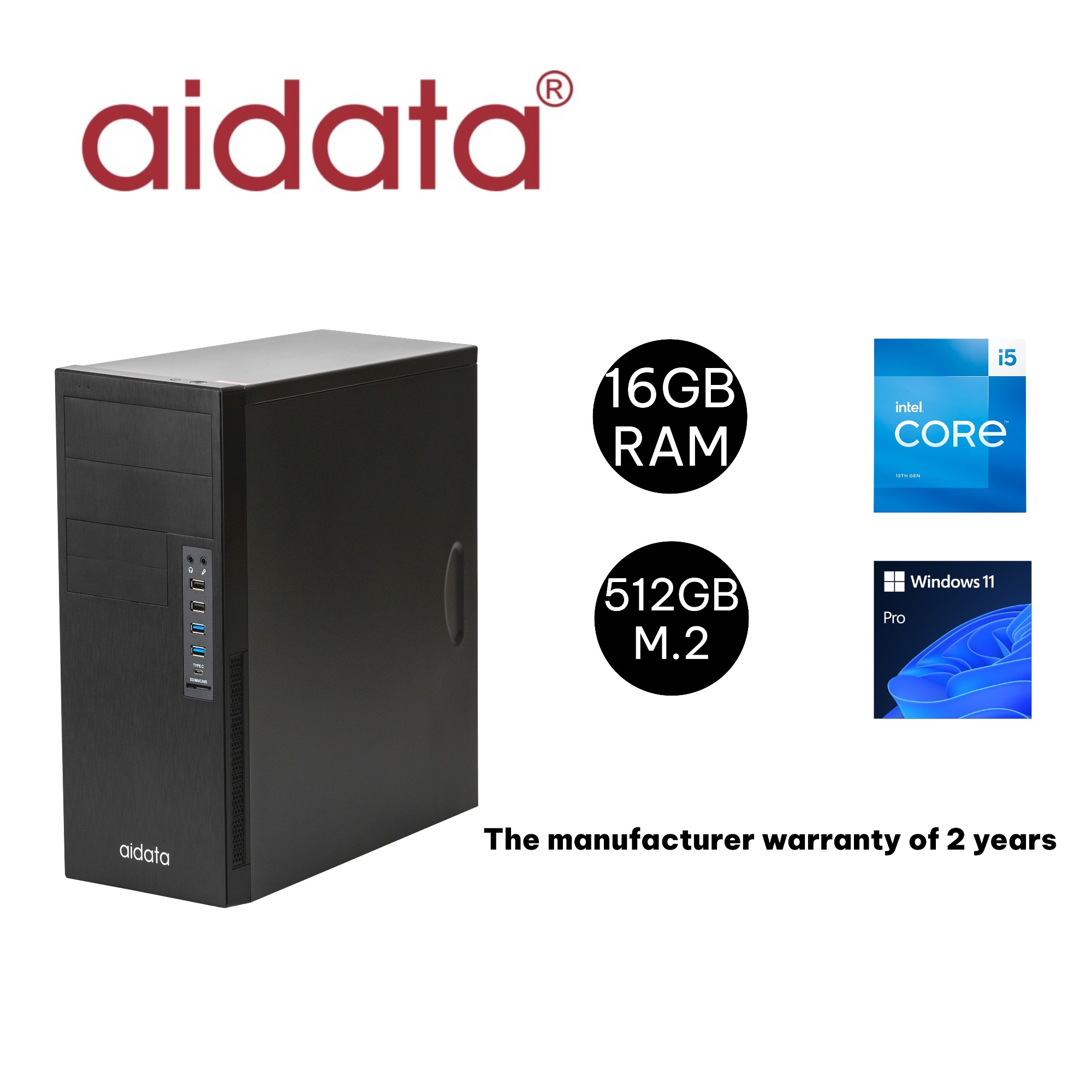 Aidata PC-i5 13400 CPU 16GB RAM 512 SSD Win11 PRO