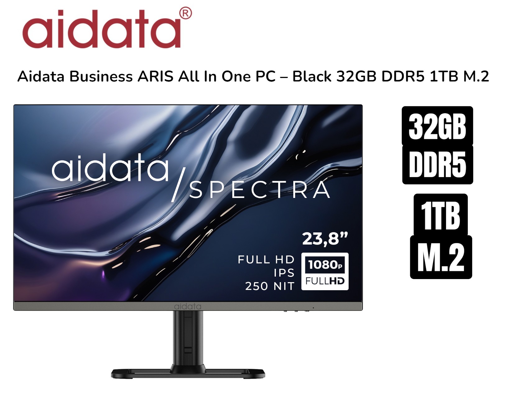 Aidata Business ARIS AIO PC – Black 32GB DDR5 1TB M.2