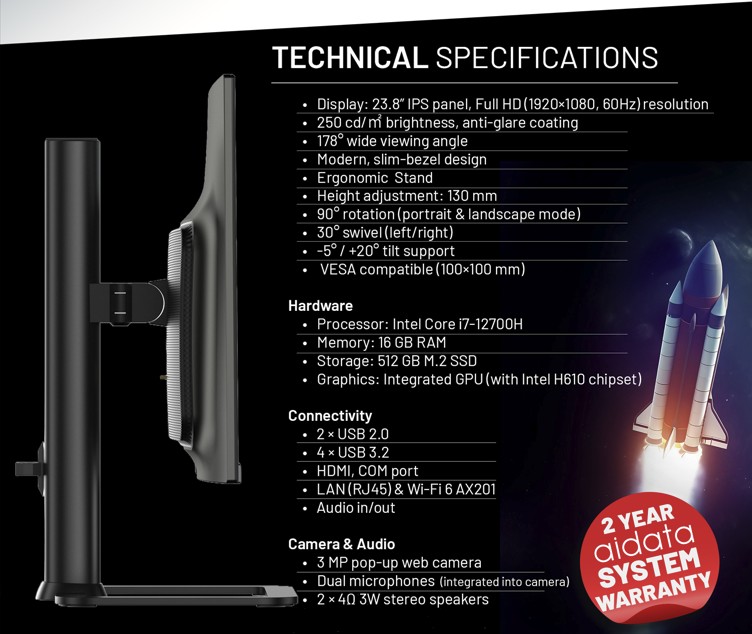 Aidata Business ARIS All In One PC – 23,8” Black