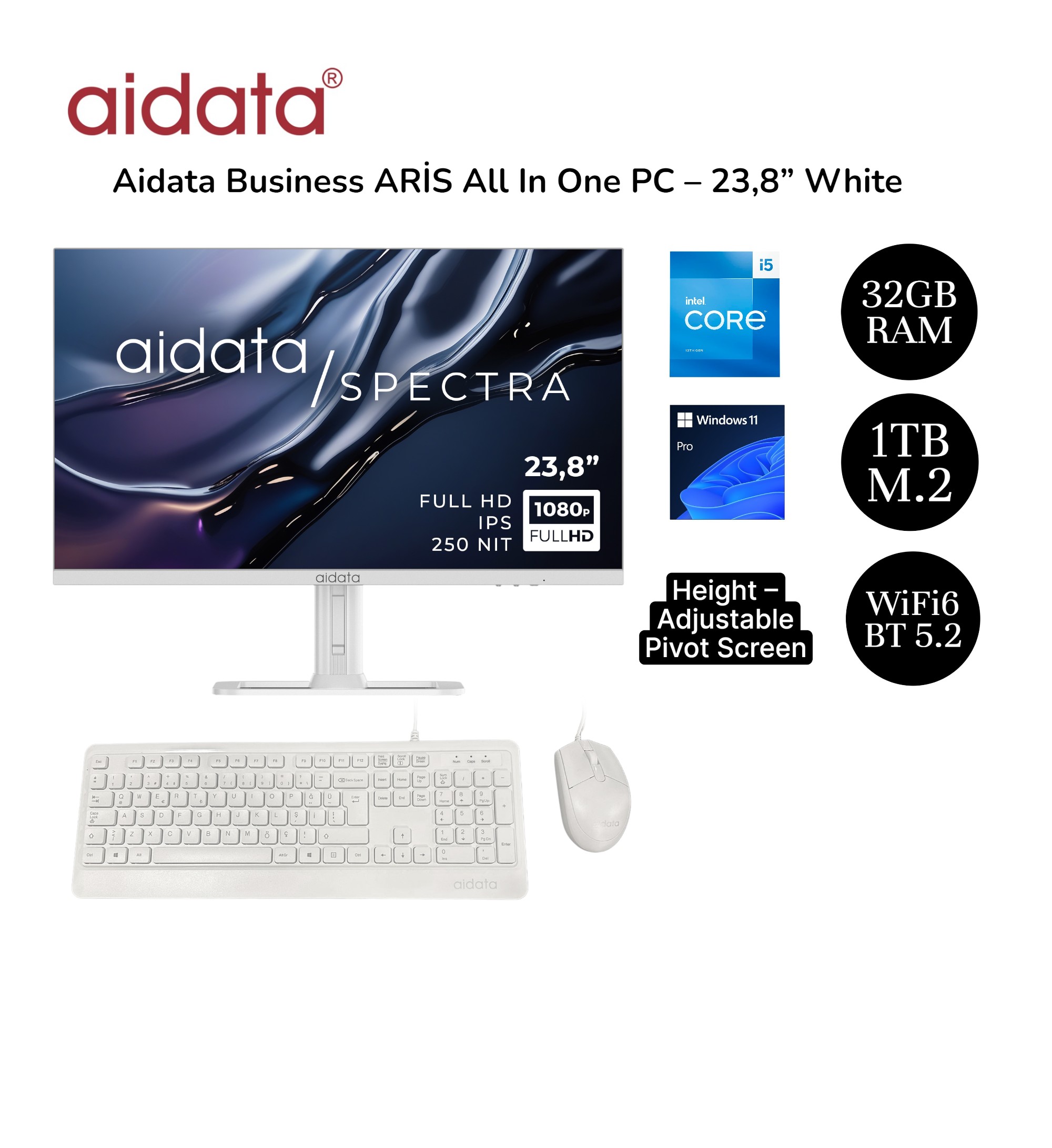 Aidata Business ARIS AIO PC White 32GB Ram 1TB M.2